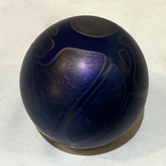 Phoenician Malta Art Glass Hand Made Paperweight 2.75" Etched Signature VTG - Picture 6 of 9